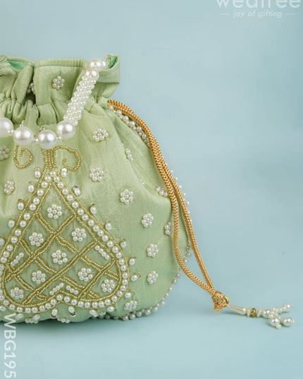 Potli Bag with Beads Work - 9 inch - WBG1950 - Potli Bags