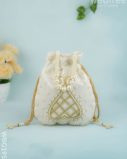 Potli Bag with Beads Work - 9 inch - WBG1950 - Potli Bags