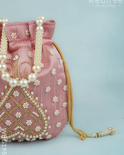 Potli Bag with Beads Work - 9 inch - WBG1950 - Potli Bags