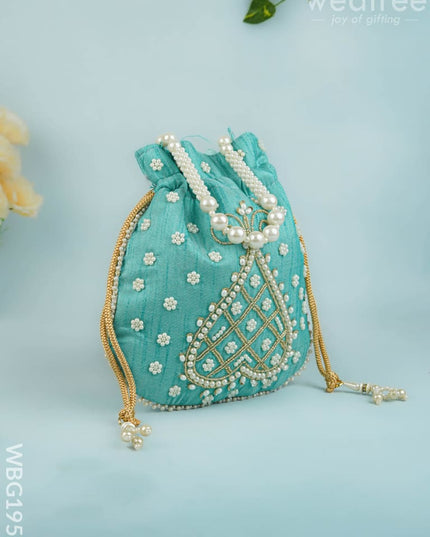 Potli Bag with Beads Work - 9 inch - WBG1950 - Potli Bags