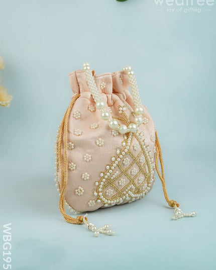 Potli Bag with Beads Work - 9 inch - WBG1950 - Potli Bags