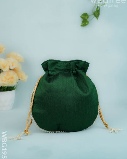 Potli Bag with Beads Work - 9 inch - WBG1950 - Potli Bags
