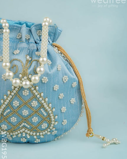 Potli Bag with Beads Work - 9 inch - WBG1950 - Potli Bags