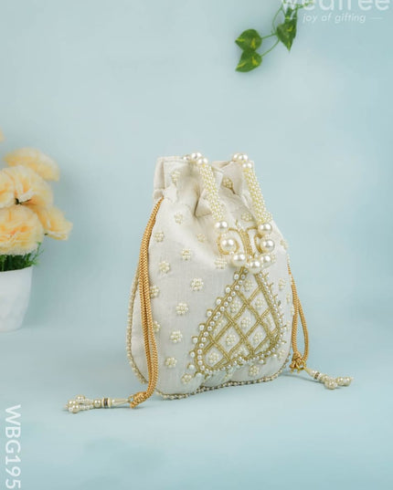 Potli Bag with Beads Work - 9 inch - WBG1950 - Potli Bags
