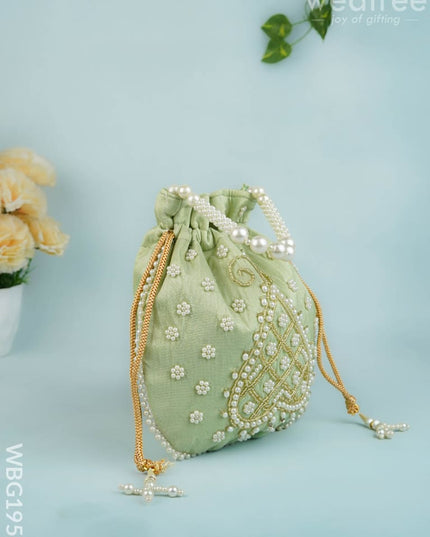 Potli Bag with Beads Work - 9 inch - WBG1950 - Potli Bags