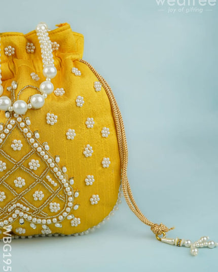 Potli Bag with Beads Work - 9 inch - WBG1950 - Potli Bags