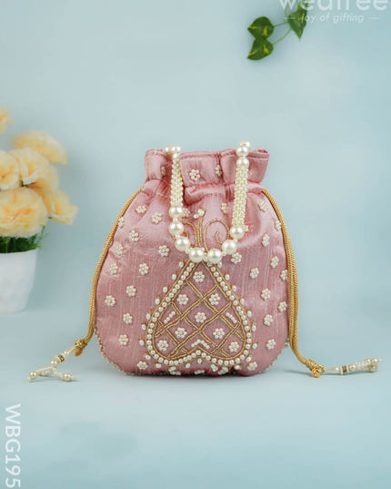 Potli Bag with Beads Work - 9 inch - WBG1950 - Potli Bags