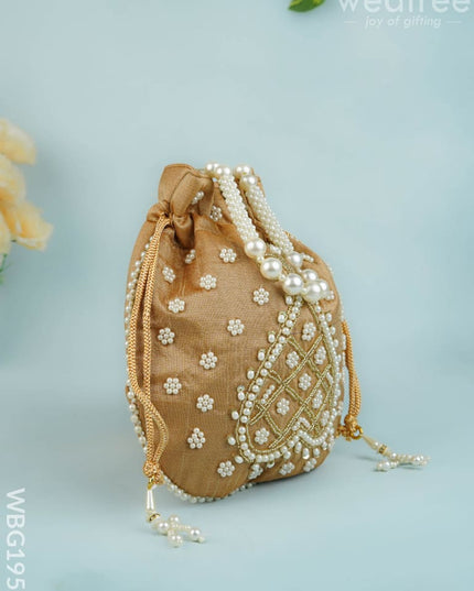 Potli Bag with Beads Work - 9 inch - WBG1950 - Potli Bags