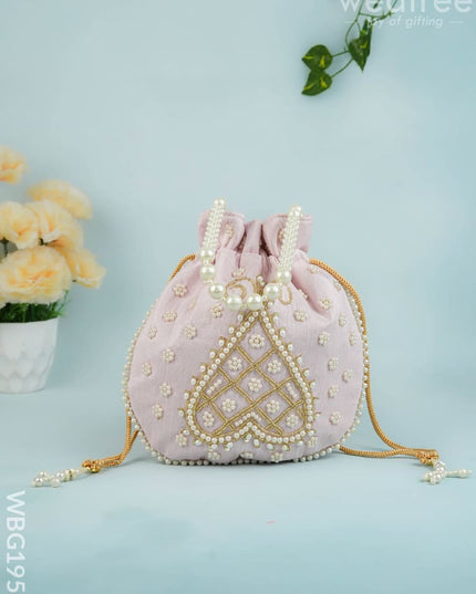 Potli Bag with Beads Work - 9 inch - WBG1950 - Potli Bags