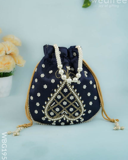 Potli Bag with Beads Work - 9 inch - WBG1950 - Potli Bags