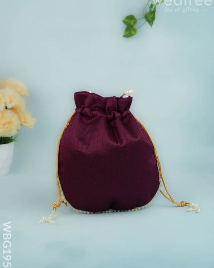 Potli Bag with Beads Work - 9 inch - WBG1950 - Potli Bags