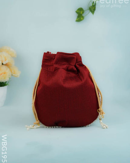 Potli Bag with Beads Work - 9 inch - WBG1950 - Potli Bags