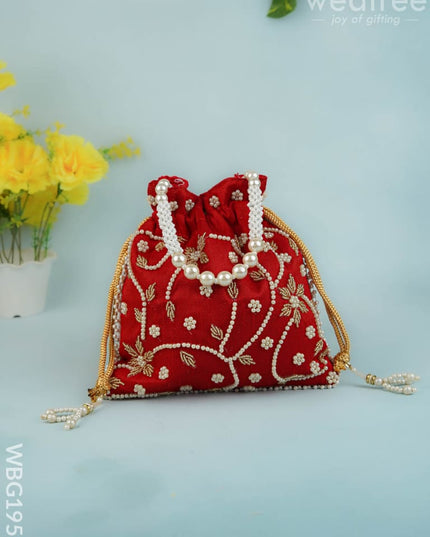 Potli Bag with Beads Work - 9 inch - WBG1951 - Potli Bags