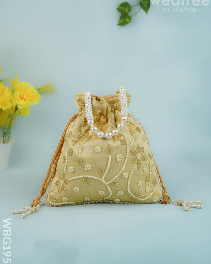Potli Bag with Beads Work - 9 inch - WBG1951 - Potli Bags