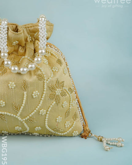 Potli Bag with Beads Work - 9 inch - WBG1951 - Potli Bags