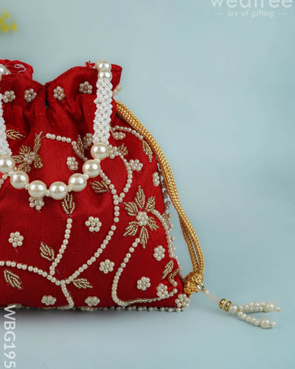 Potli Bag with Beads Work - 9 inch - WBG1951 - Potli Bags