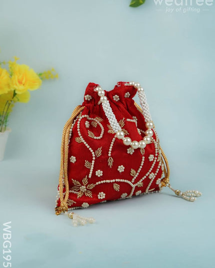Potli Bag with Beads Work - 9 inch - WBG1951 - Potli Bags