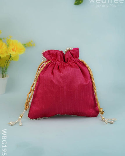 Potli Bag with Beads Work - 9 inch - WBG1951 - Potli Bags