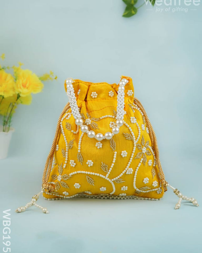 Potli Bag with Beads Work - 9 inch - WBG1951 - Potli Bags