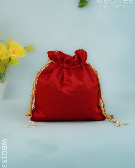 Potli Bag with Beads Work - 9 inch - WBG1951 - Potli Bags