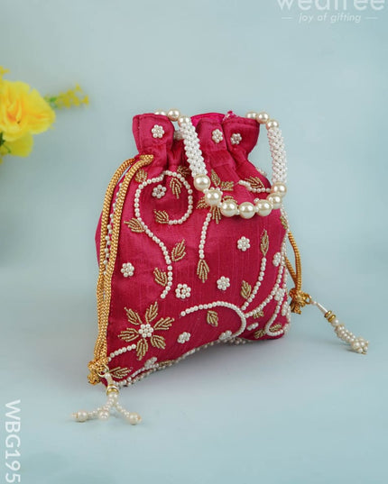 Potli Bag with Beads Work - 9 inch - WBG1951 - Potli Bags