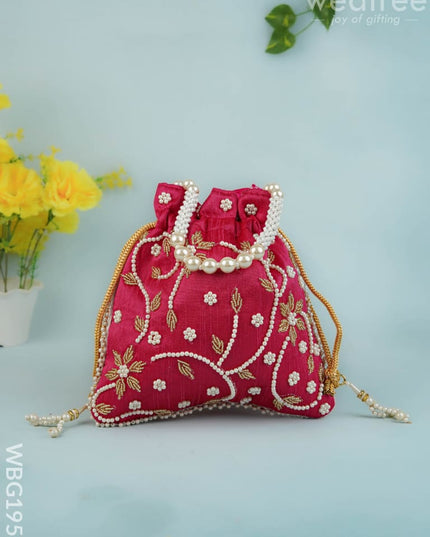 Potli Bag with Beads Work - 9 inch - WBG1951 - Potli Bags