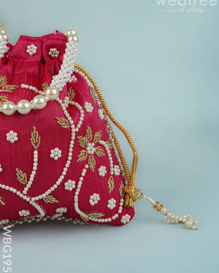 Potli Bag with Beads Work - 9 inch - WBG1951 - Potli Bags
