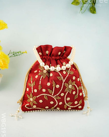 Potli Bag with Beads Work - 9 inch - WBG1951 - Potli Bags