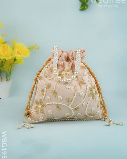 Potli Bag with Beads Work - 9 inch - WBG1951 - Potli Bags