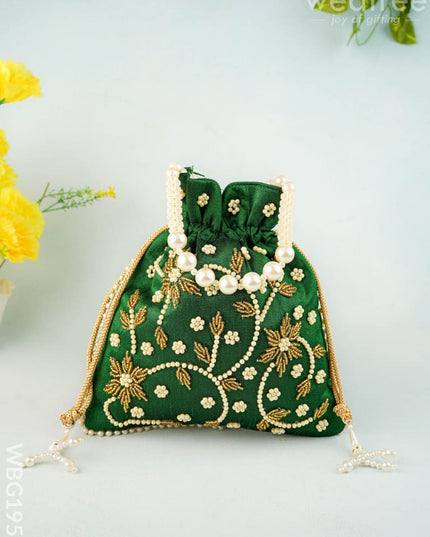 Potli Bag with Beads Work - 9 inch - WBG1951 - Potli Bags