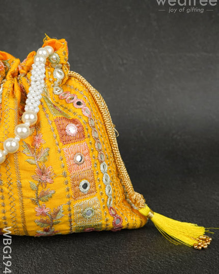 Potli Bag with Chamki Work - 8 inch - WBG1948 - Potli Bags