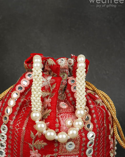 Potli Bag with Chamki Work - 8 inch - WBG1948 - Potli Bags