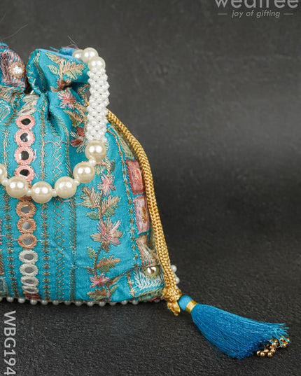 Potli Bag with Chamki Work - 8 inch - WBG1948 - Potli Bags