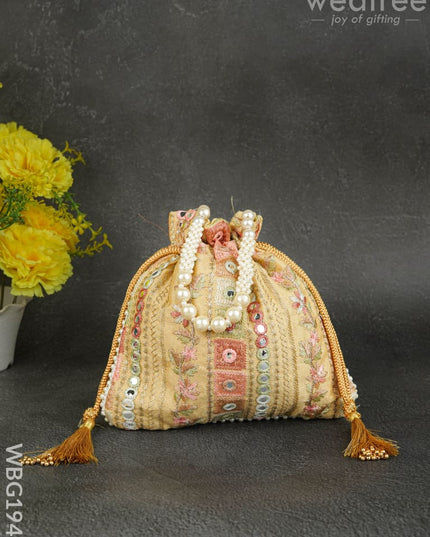 Potli Bag with Chamki Work - 8 inch - WBG1948 - Potli Bags