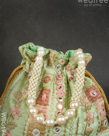 Potli Bag with Chamki Work - 8 inch - WBG1948 - Potli Bags