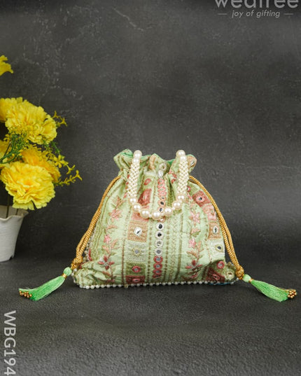 Potli Bag with Chamki Work - 8 inch - WBG1948 - Potli Bags