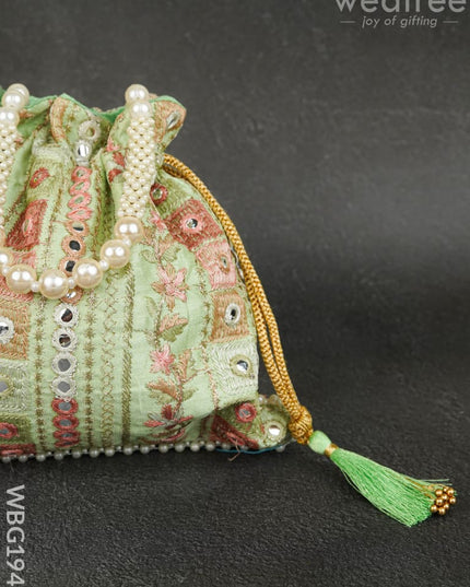 Potli Bag with Chamki Work - 8 inch - WBG1948 - Potli Bags