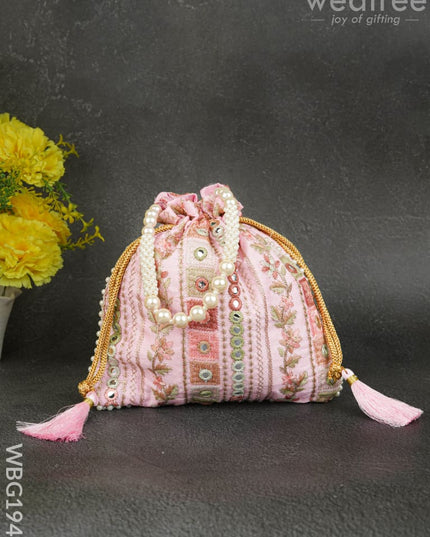Potli Bag with Chamki Work - 8 inch - WBG1948 - Potli Bags