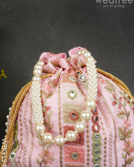 Potli Bag with Chamki Work - 8 inch - WBG1948 - Potli Bags