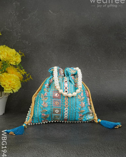 Potli Bag with Chamki Work - 8 inch - WBG1948 - Potli Bags