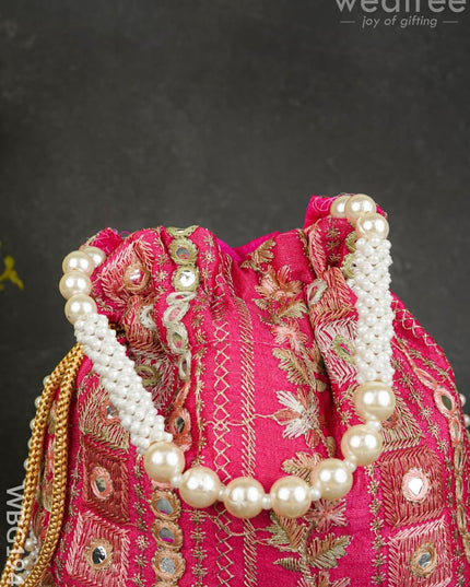 Potli Bag with Chamki Work - 8 inch - WBG1948 - Potli Bags