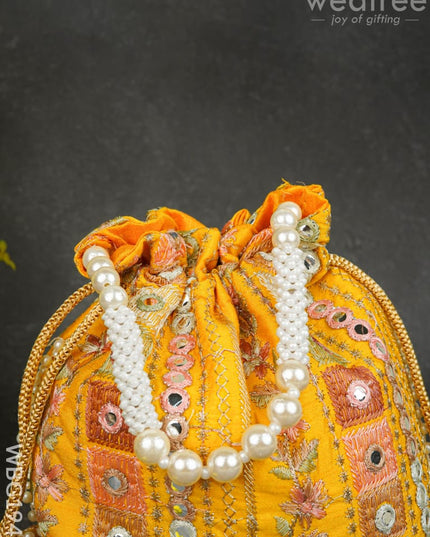 Potli Bag with Chamki Work - 8 inch - WBG1948 - Potli Bags