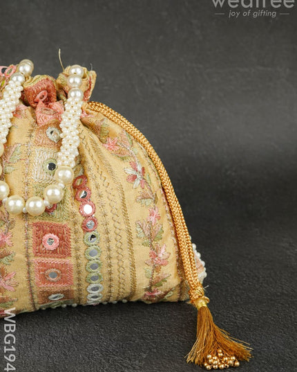 Potli Bag with Chamki Work - 8 inch - WBG1948 - Potli Bags