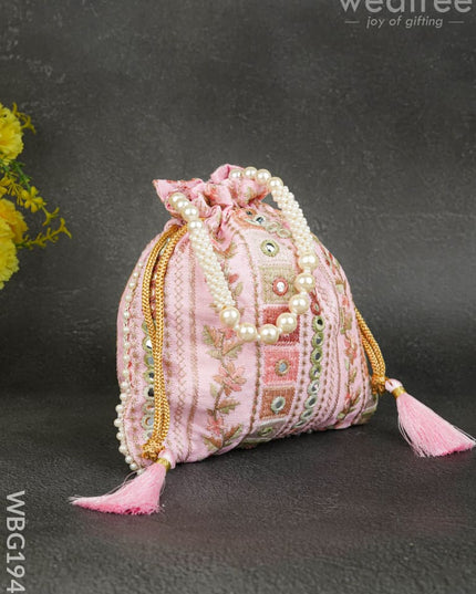 Potli Bag with Chamki Work - 8 inch - WBG1948 - Potli Bags