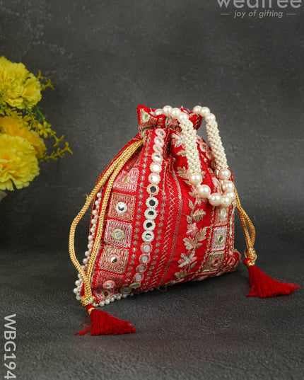 Potli Bag with Chamki Work - 8 inch - WBG1948 - Potli Bags