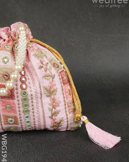 Potli Bag with Chamki Work - 8 inch - WBG1948 - Potli Bags