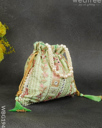 Potli Bag with Chamki Work - 8 inch - WBG1948 - Potli Bags