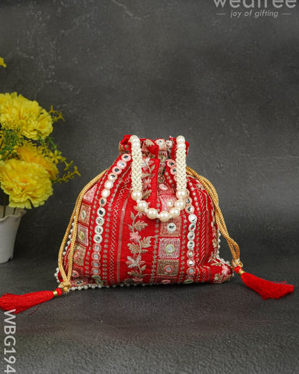 Potli Bag with Chamki Work - 8 inch - WBG1948 - Potli Bags