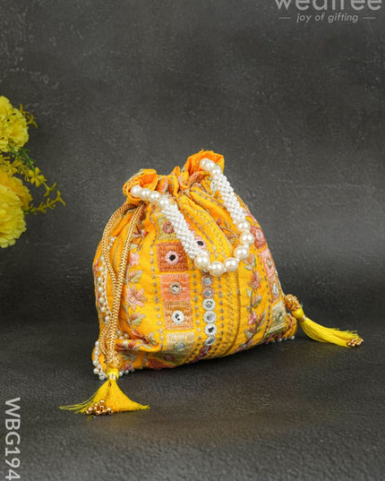 Potli Bag with Chamki Work - 8 inch - WBG1948 - Potli Bags