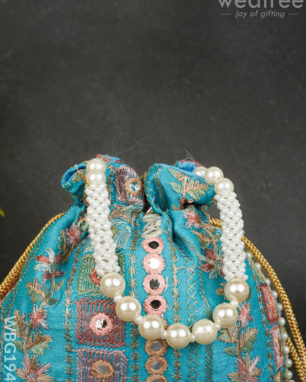 Potli Bag with Chamki Work - 8 inch - WBG1948 - Potli Bags